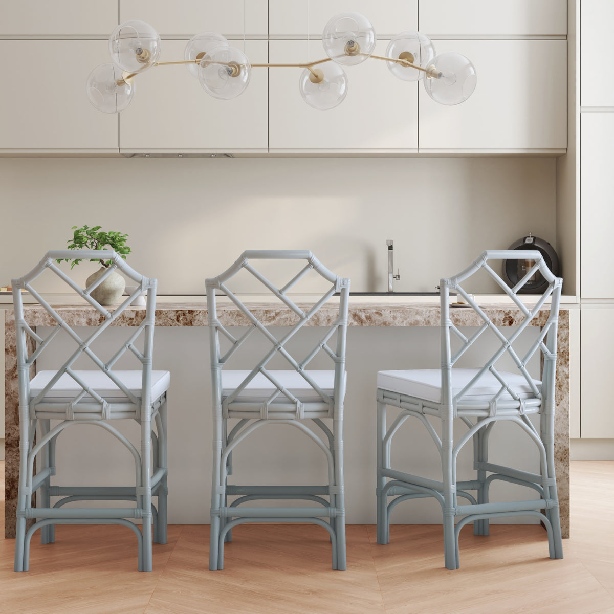 Kara Rattan Counter Stool - Gray - view 3