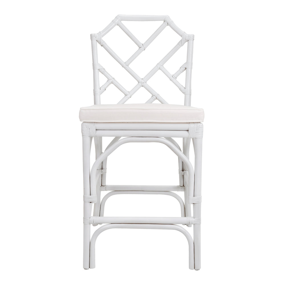 Kara Rattan Counter Stool - White - view 3