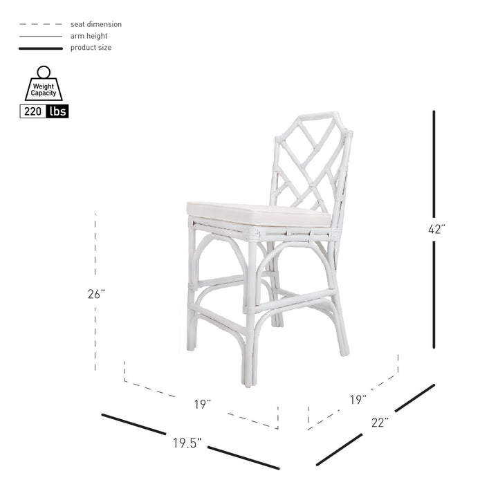 Kara Rattan Counter Stool - White - view 2
