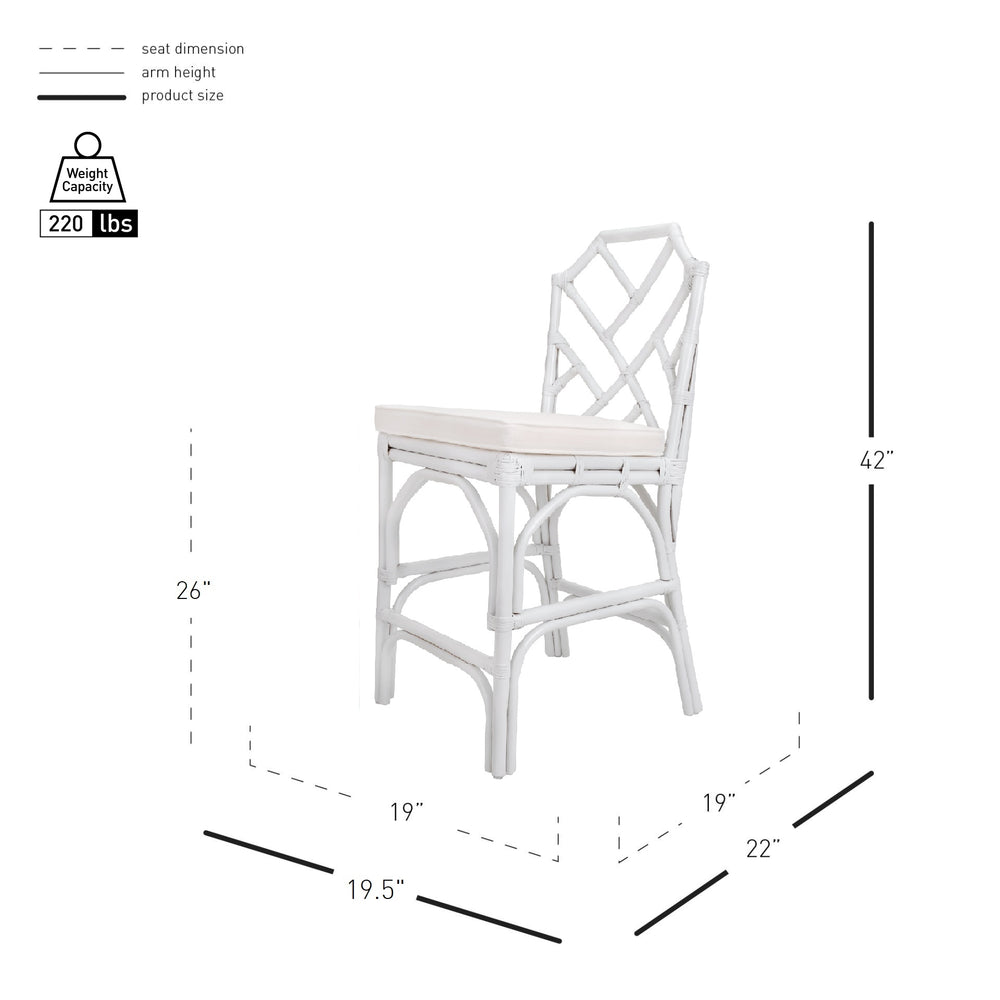Kara Rattan Counter Stool - White - view 2