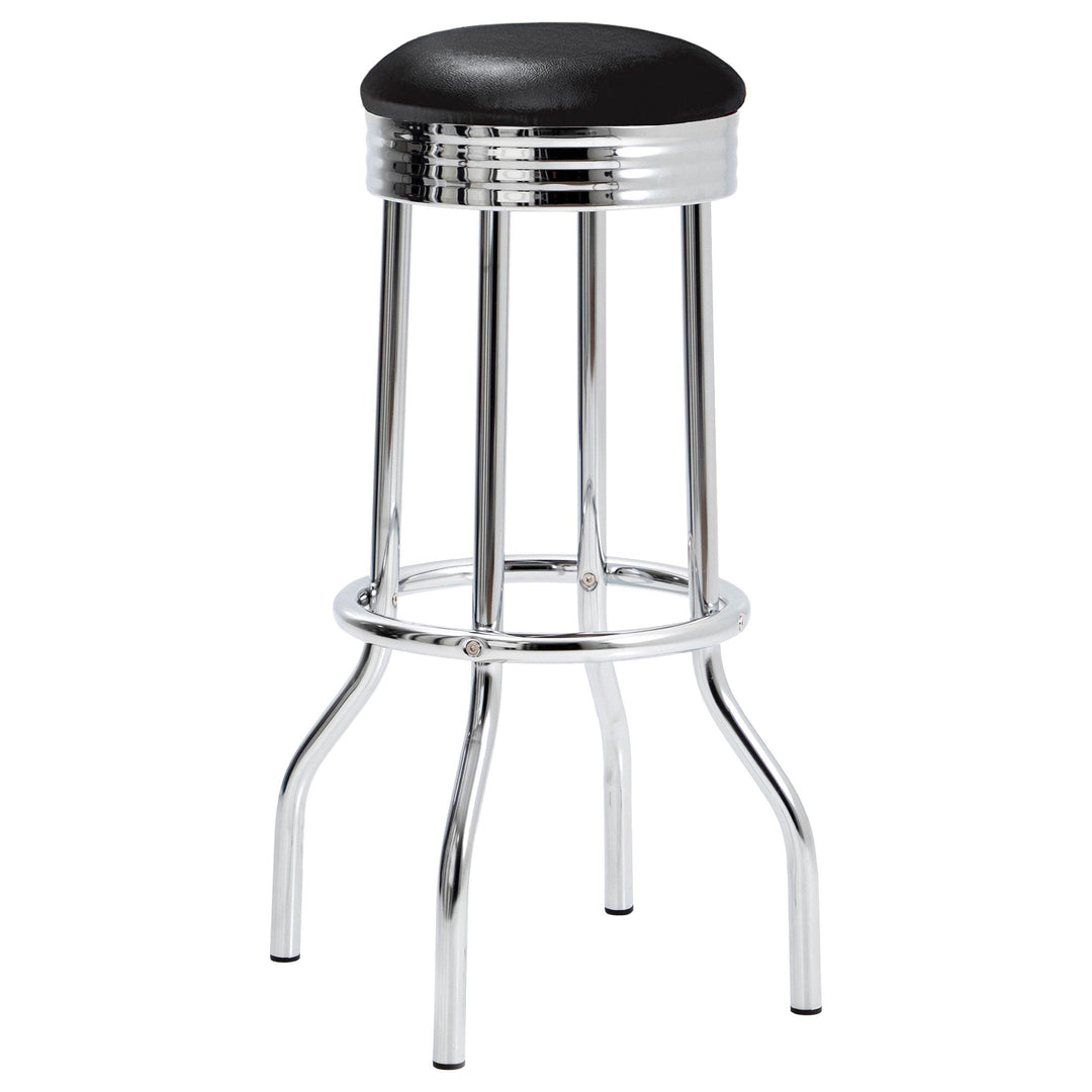 Coaster Furniture 2408 Retro Upholstered Metal Swivel Bar Stool Black 