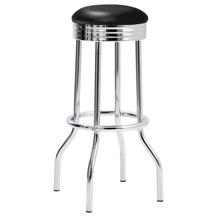 Coaster Furniture 2408 Retro Upholstered Metal Swivel Bar Stool Black 