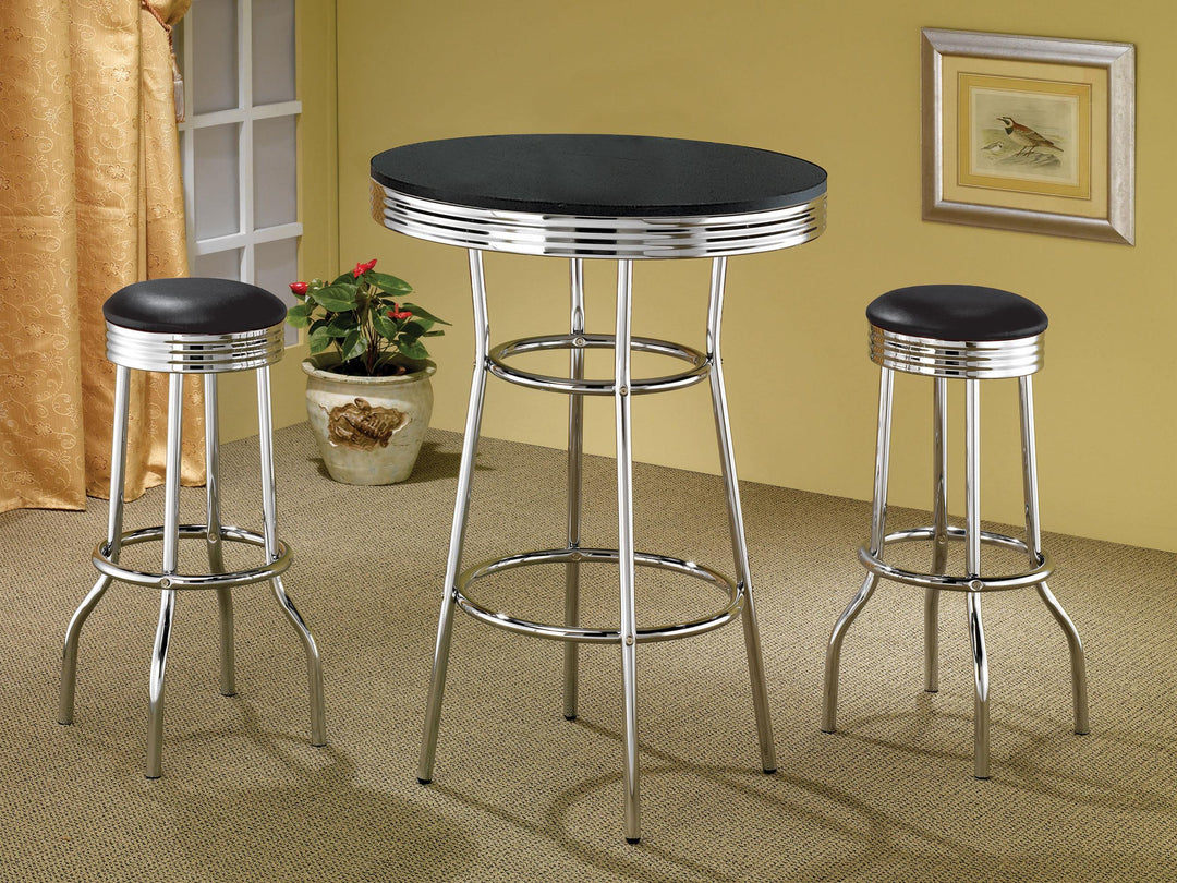 Coaster Furniture 2408 Retro Upholstered Metal Swivel Bar Stool Black 