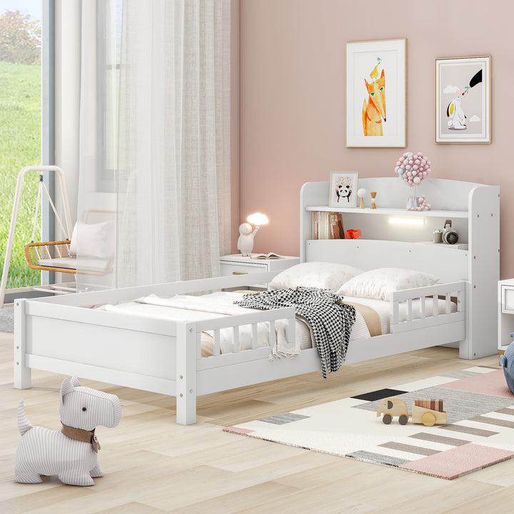 wood-twin-size-platform-bed-with-built-in-led-light-storage-headboard-and-guardrail-white