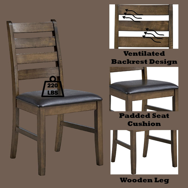 Damica - Side Chair Set of 2) - Brown Synthetic Leather & Walnut