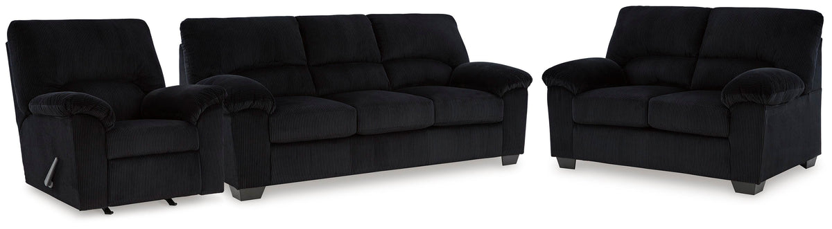 SimpleJoy Sofa, Loveseat and Recliner - Onyx (1)