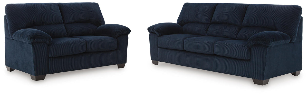 SimpleJoy Sofa and Loveseat - Navy (2)