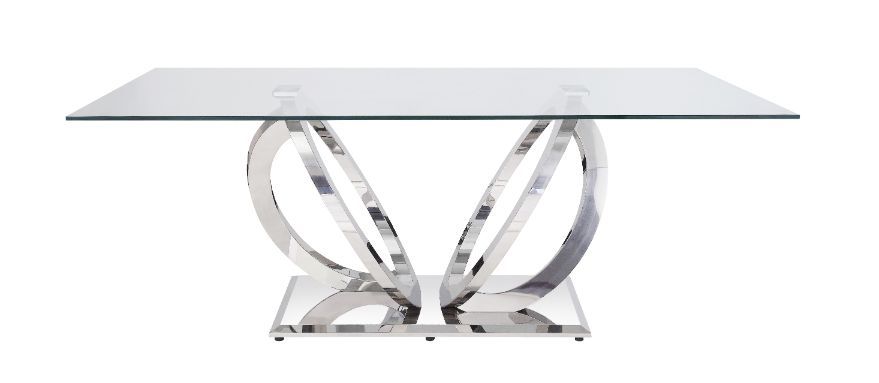 Finley - Dining Table - Clear Glass Top & Mirrored Silver