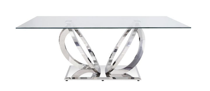 Finley - Dining Table - Clear Glass Top & Mirrored Silver