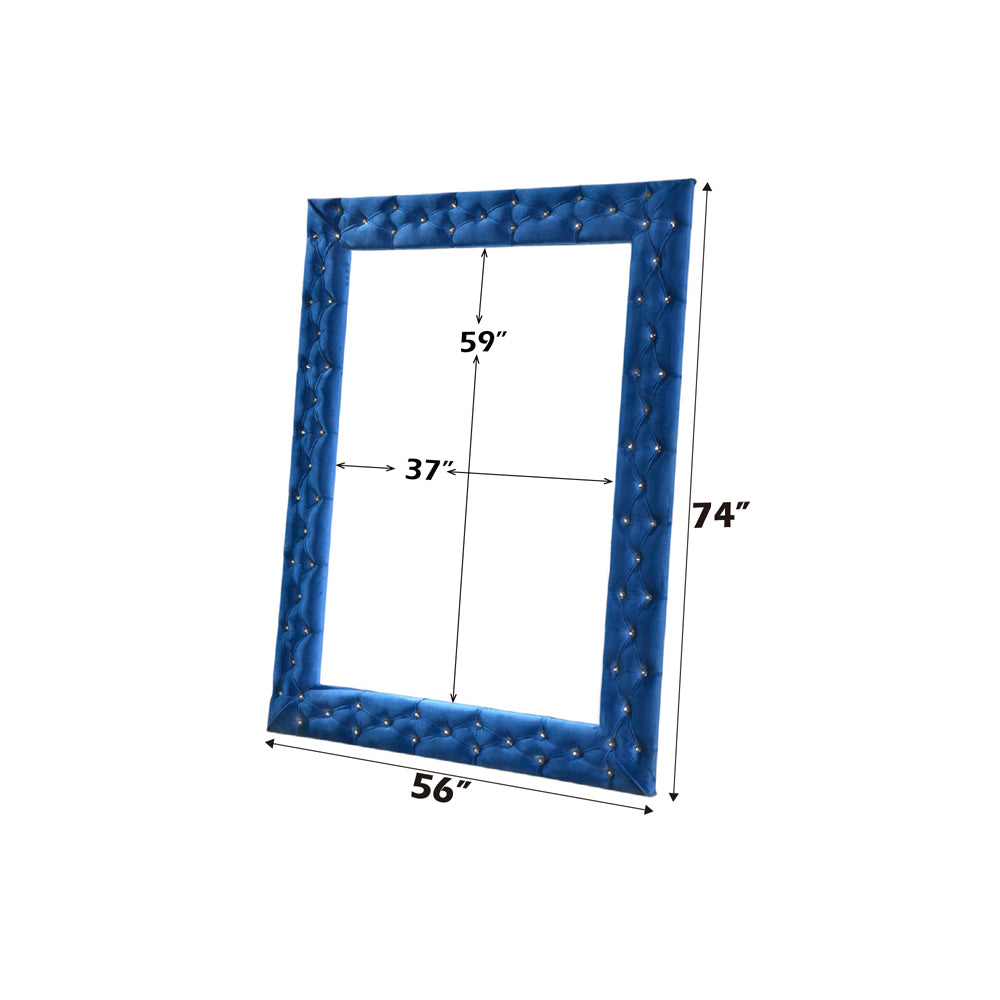 Dante Accent Floor Mirror in Blue Velvet - dimensions