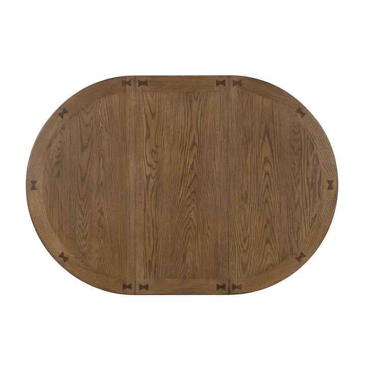 Junipero Oak Round with Oval Counter Height Dining Table with Storage Base
