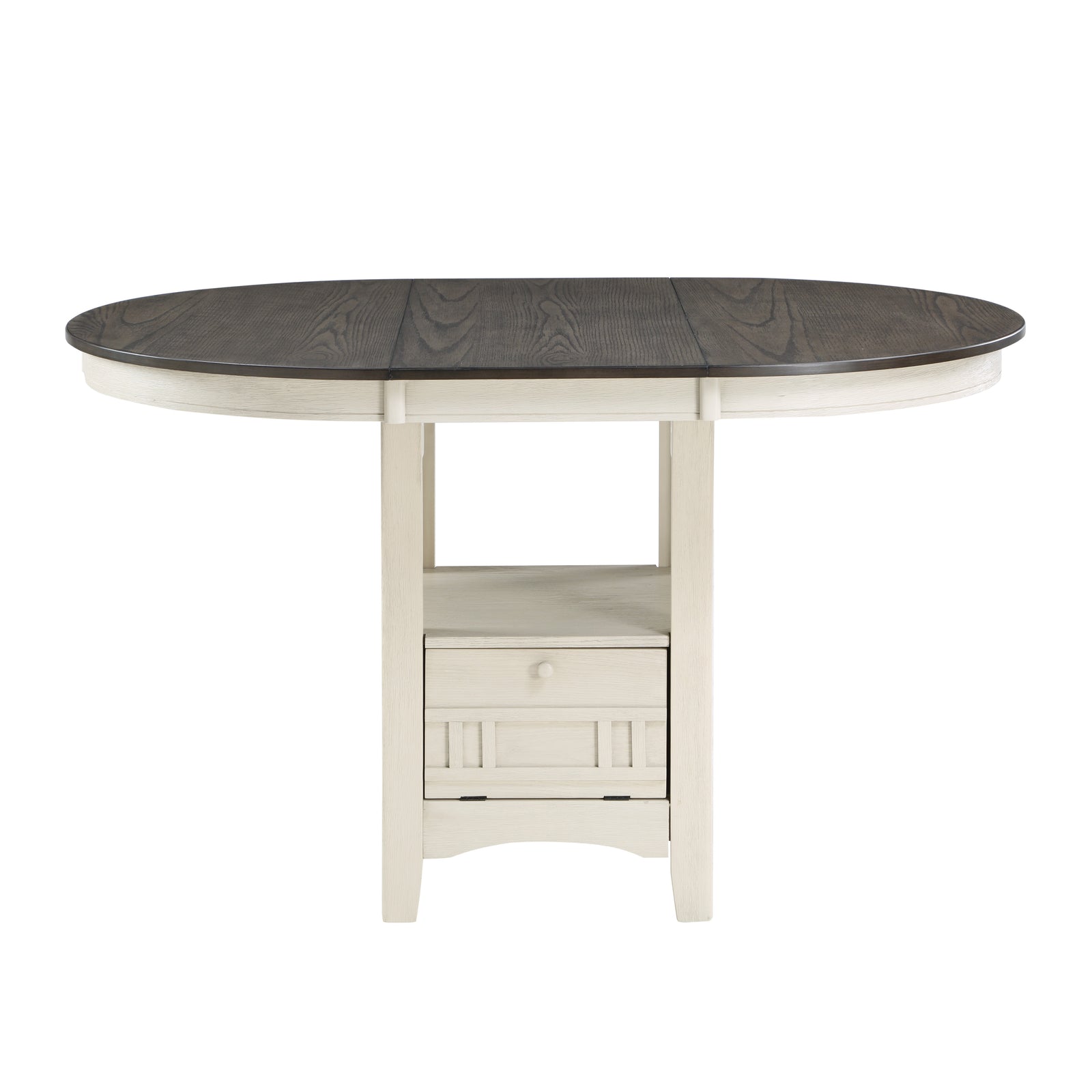Junipero White Round with Oval Counter Height Dining Table with Storage Base
