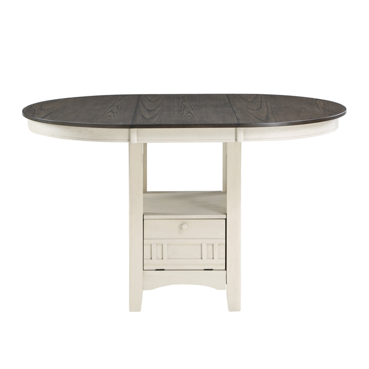 Junipero White Round with Oval Counter Height Dining Table with Storage Base