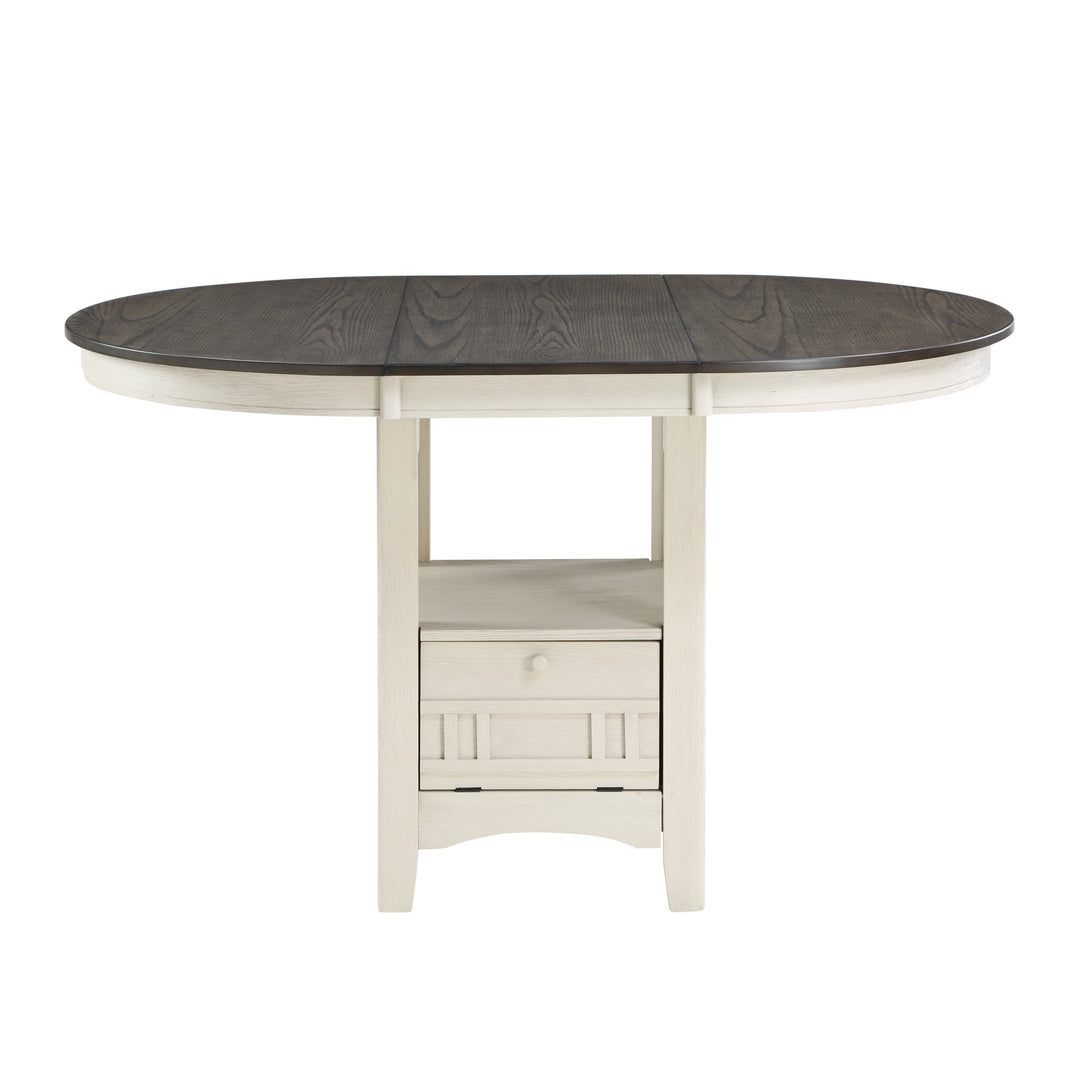 Junipero White Round with Oval Counter Height Dining Table with Storage Base