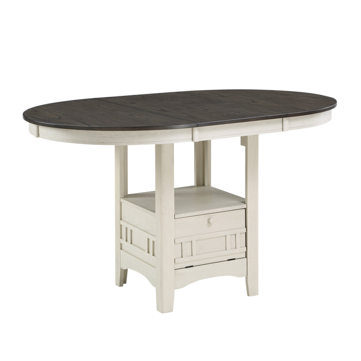 Junipero White Round with Oval Counter Height Dining Table with Storage Base