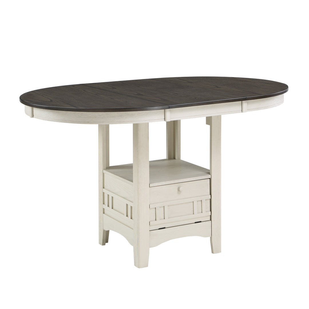 Junipero White Round with Oval Counter Height Dining Table with Storage Base