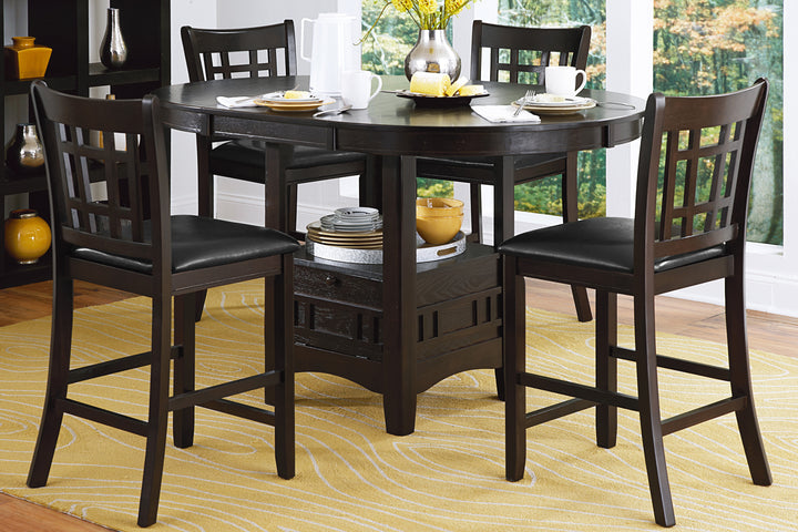 Junipero Oak Round with Oval Counter Height Table with Storage Base