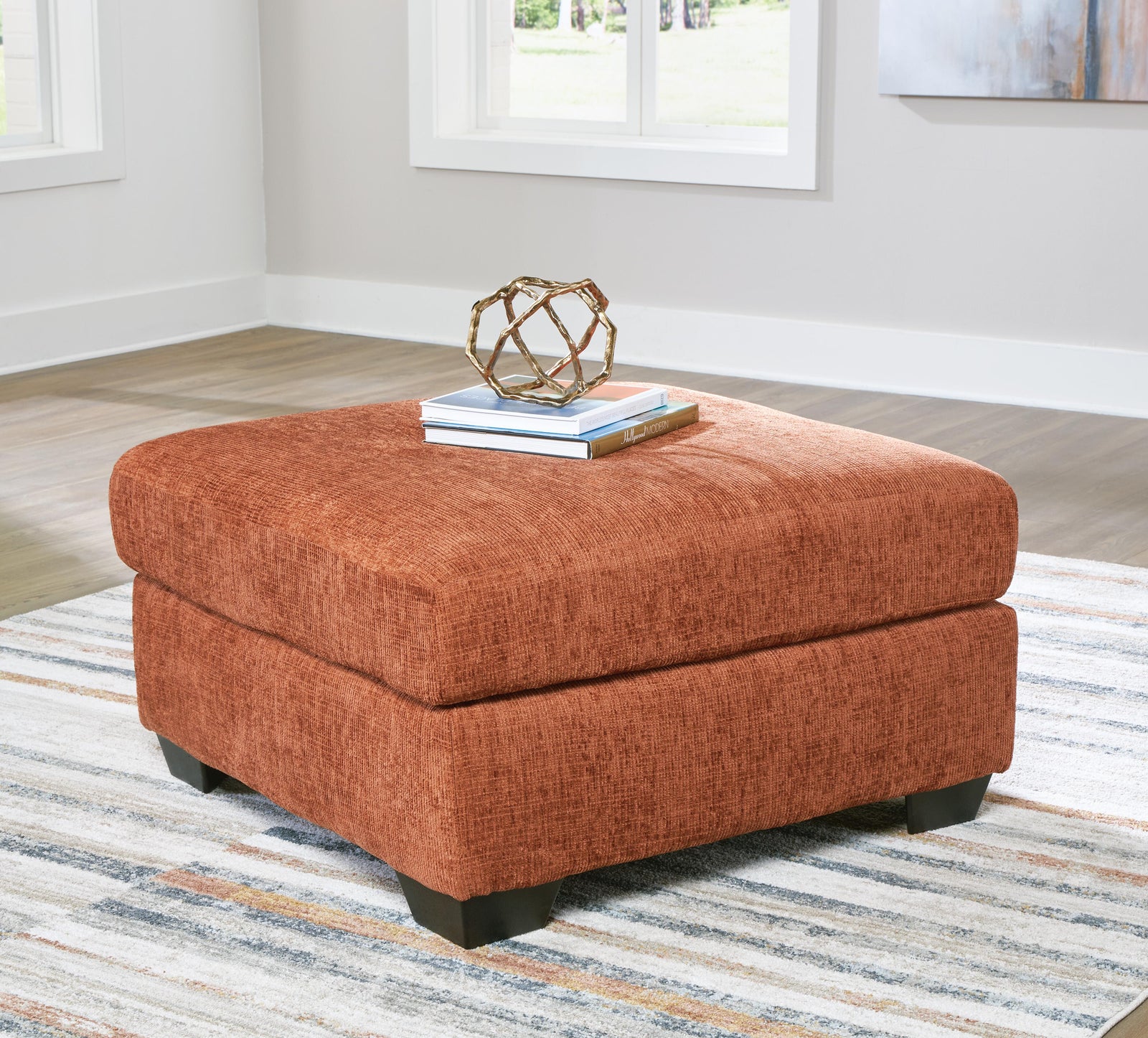 Aviemore Oversized Accent Ottoman - Orange (2)