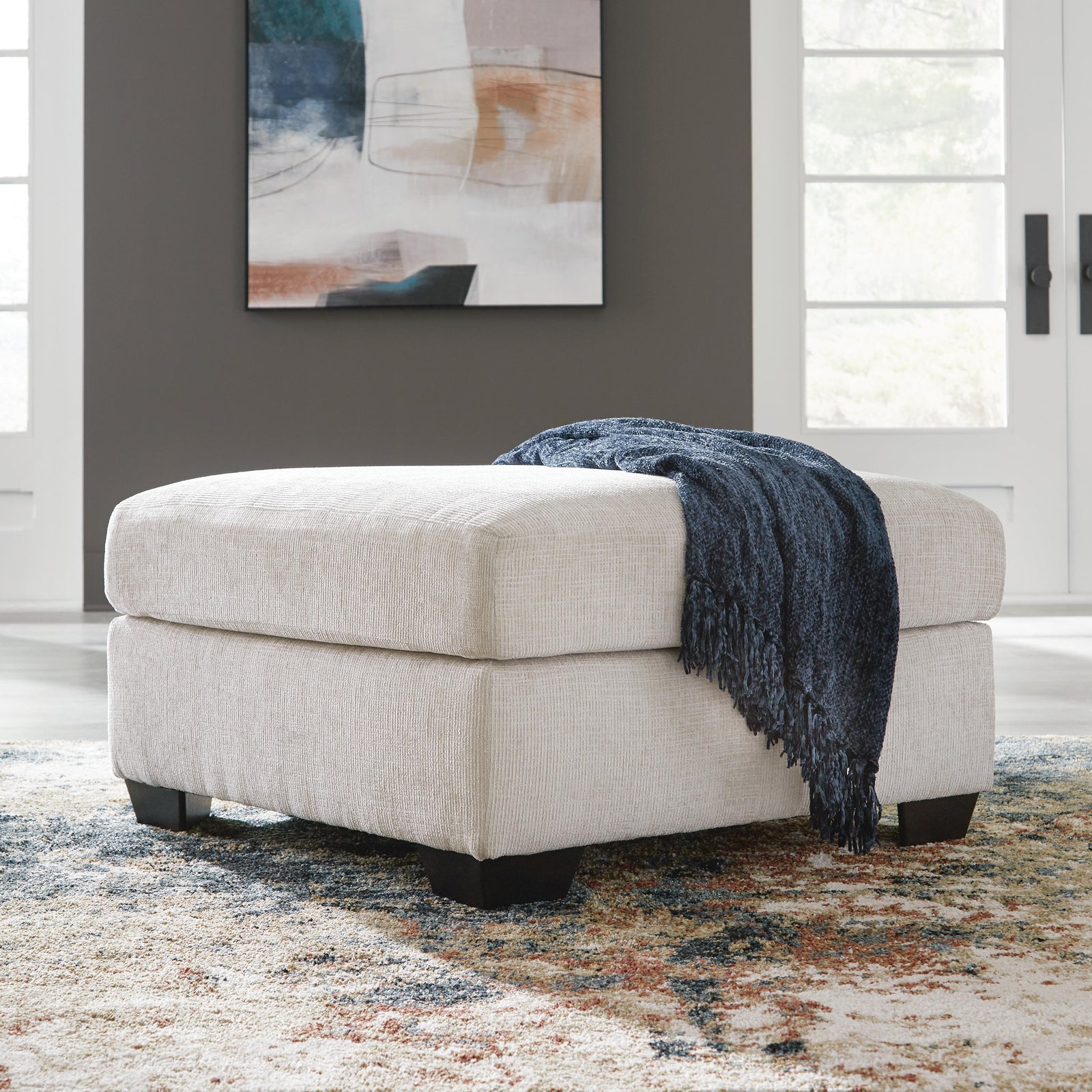 Aviemore Oversized Accent Ottoman - White (2)