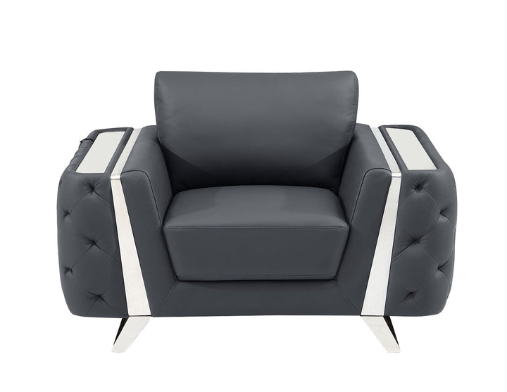 DivanItalia 1050 Chair in Top-Grain Italian Leather - Dark Gray