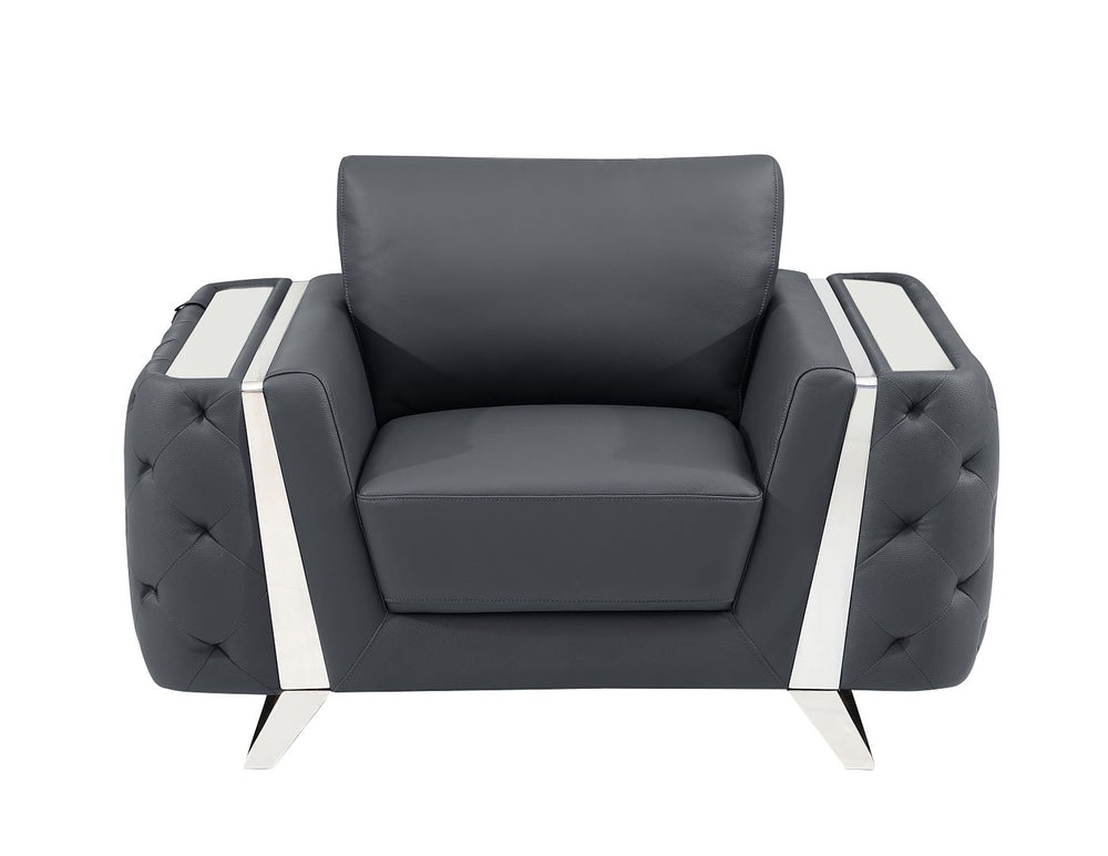 DivanItalia 1050 Chair in Top-Grain Italian Leather - Dark Gray