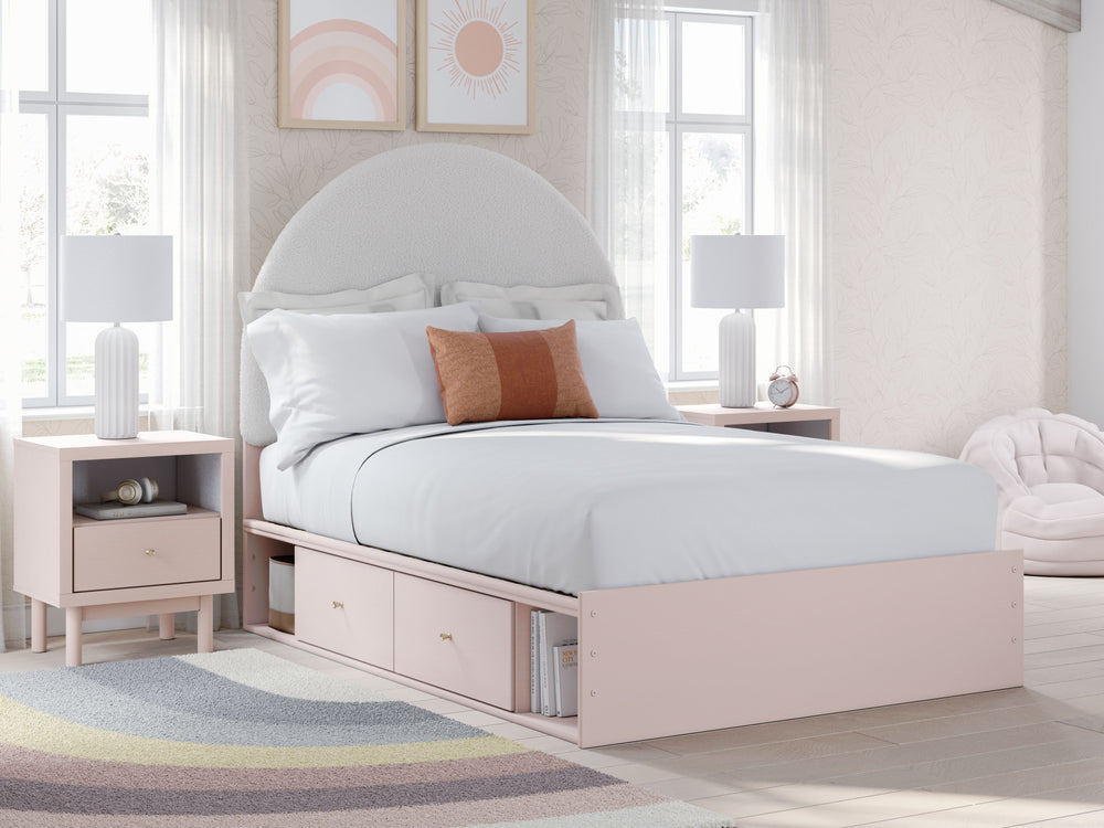 Wistenpine - Full Upholstered Panel Bed With Under Bed Storage - Blush by Ashley Furniture product image
