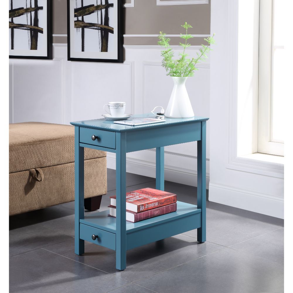 Byzad - Accent Table With USB - Teal