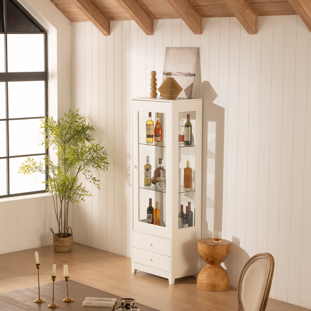 modern-upholstered-glass-display-cabinet-with-adjustable-led-light-in-white