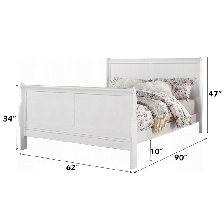 Louis Philippe III Queen Bed in White - dimensions