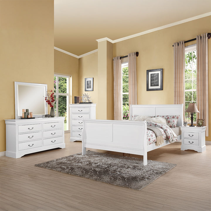 Louis Philippe III Queen Bed in White - lifestyle