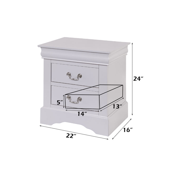 Louis Philippe III Nightstand in White Finish - dimensions