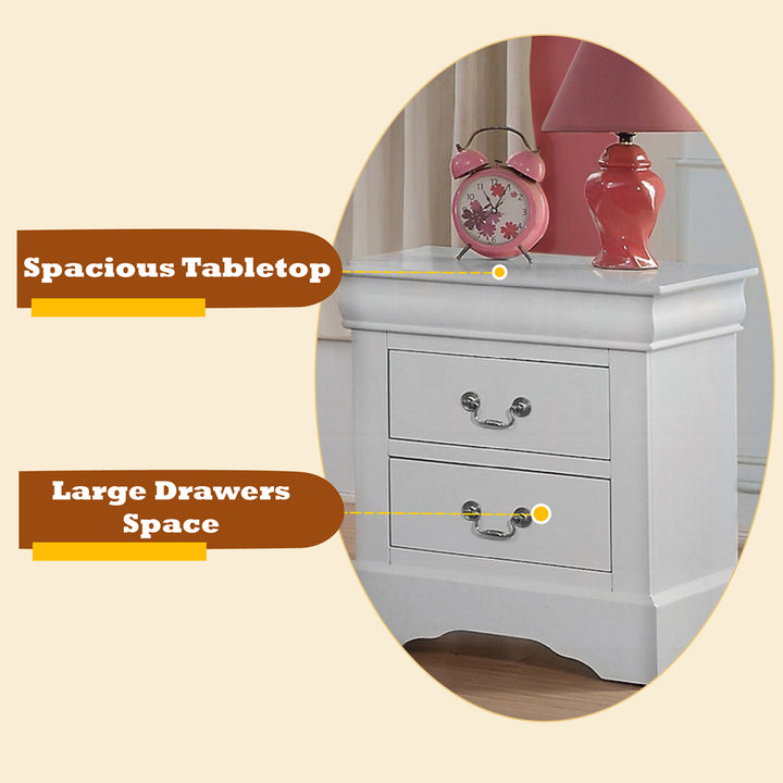 Louis Philippe III Nightstand in White Finish - features