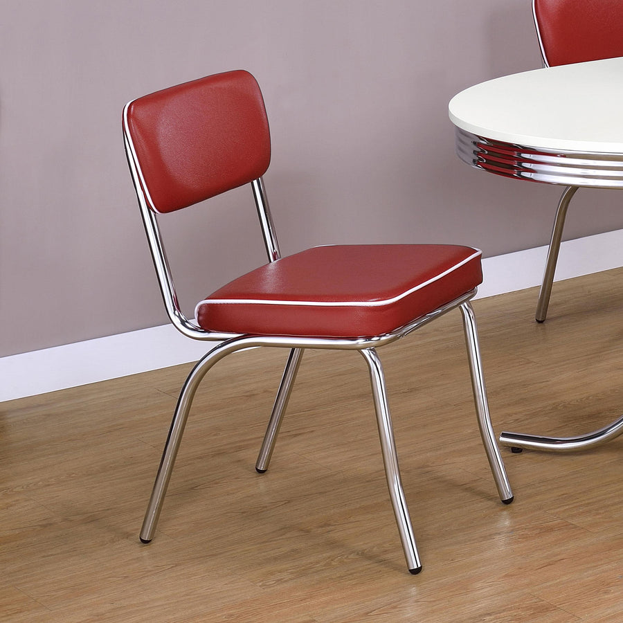 Coaster Furniture 2450R Retro Upholstered Dining Side Chair Red