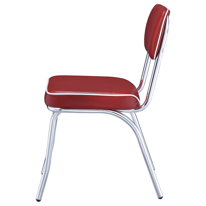 Coaster Furniture 2450R Retro Upholstered Dining Side Chair Red 