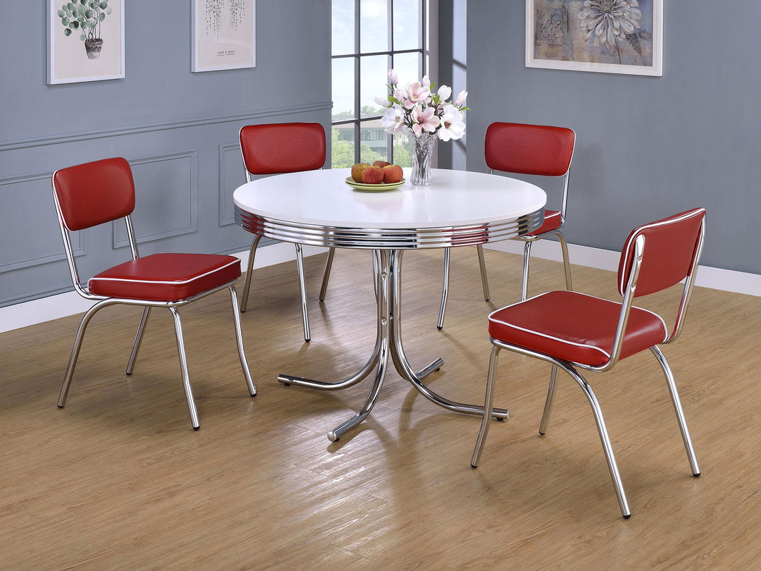 Coaster Furniture 2450R Retro Upholstered Dining Side Chair Red 