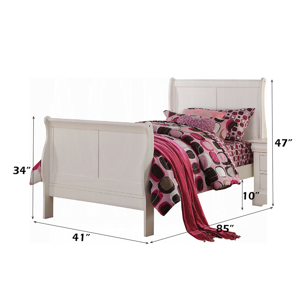 Louis Philippe III Twin Bed in White - dimensions