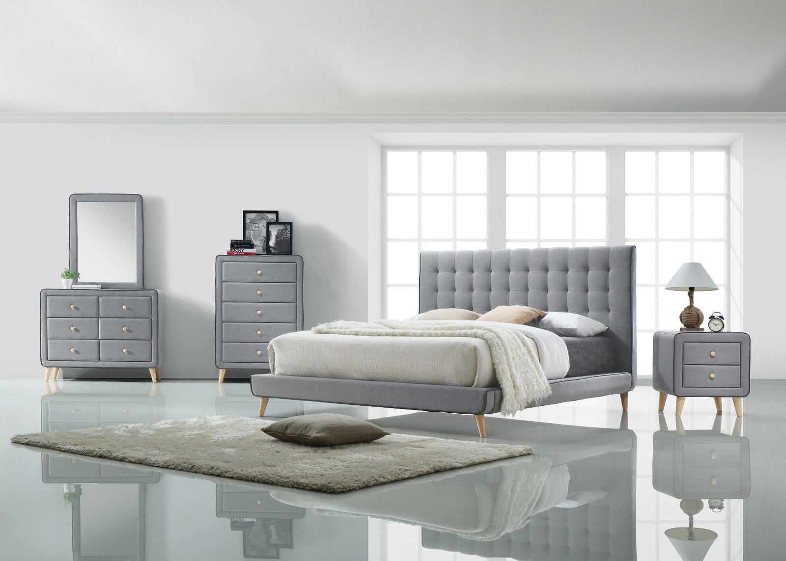 Valda Chest in Light Gray Fabric