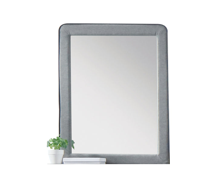 Valda Mirror in Light Gray Fabric