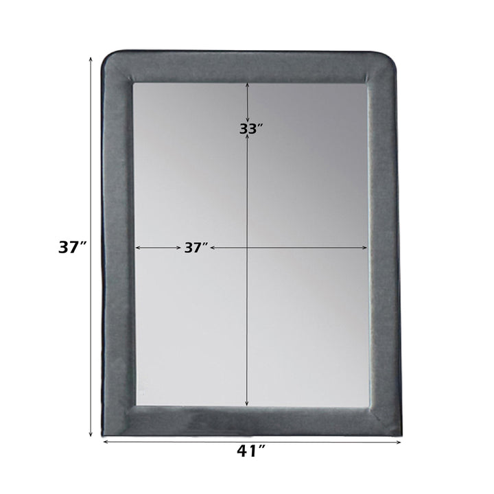 Valda Mirror in Light Gray Fabric - dimensions