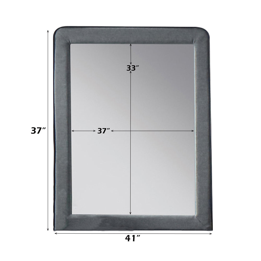 Valda Mirror in Light Gray Fabric - dimensions