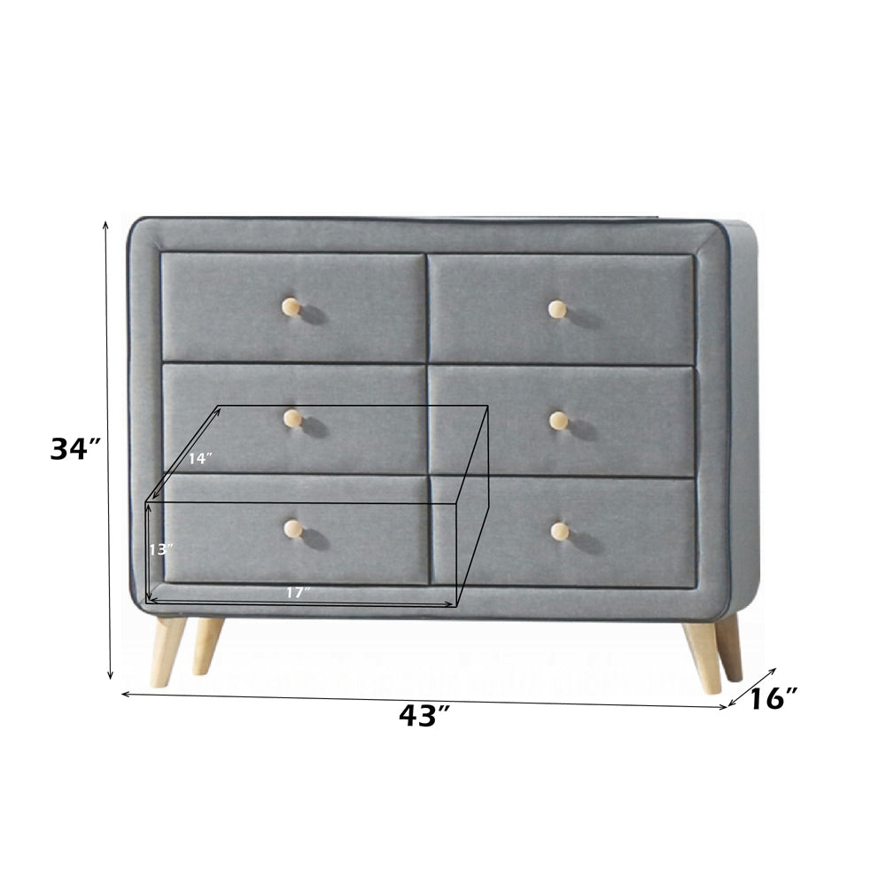 Valda Dresser in Light Gray Fabric - dimensions