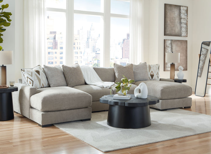 Aslan Court - 4-Piece Sofa Pit Sectional - Pebble by Ashley Furniture product image