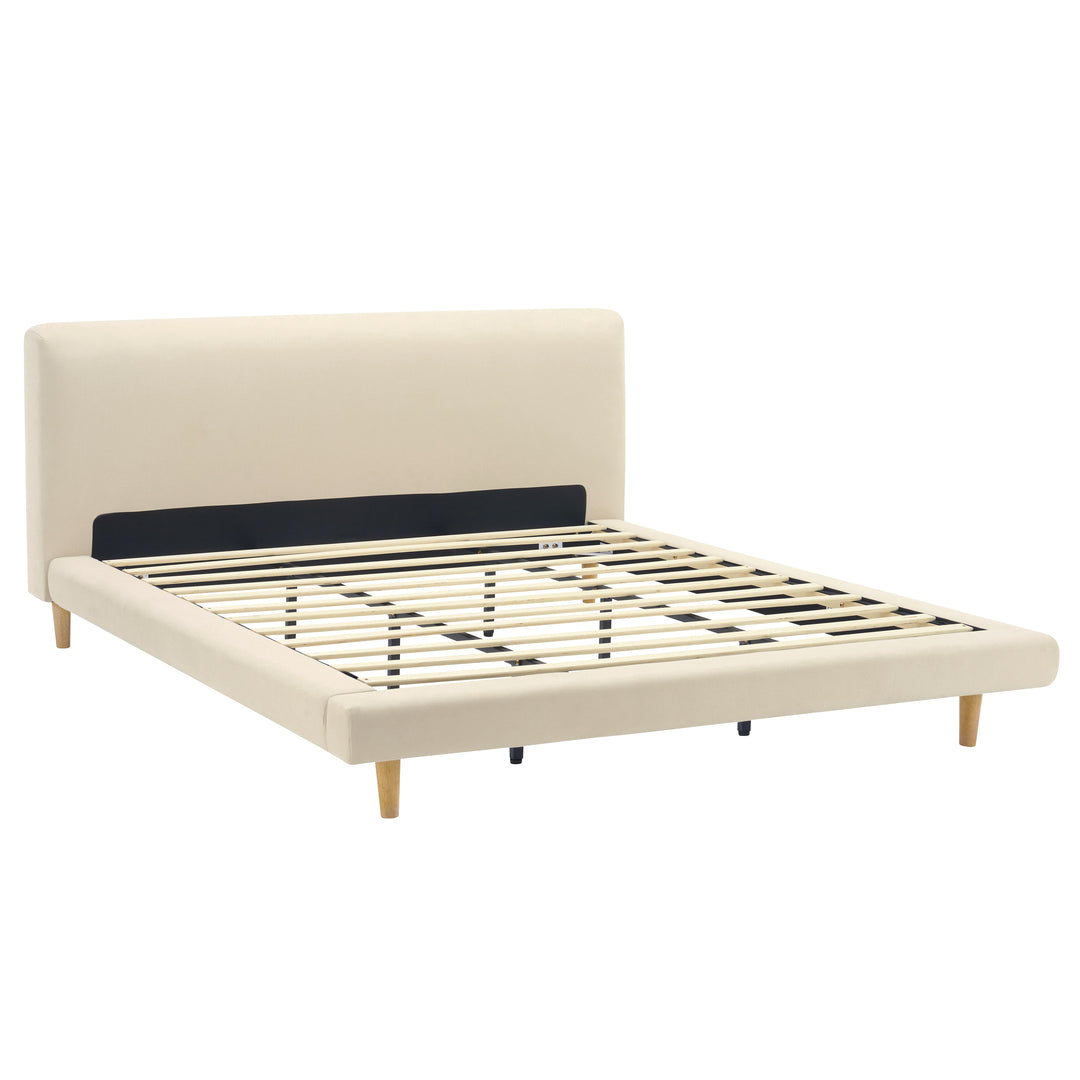 Chunky Headboard Cal King Bed – Beige