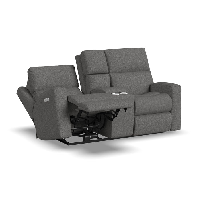 Score Power Reclining Loveseat With Console &amp; Power Headrests &amp; Lumbar Dark Gray