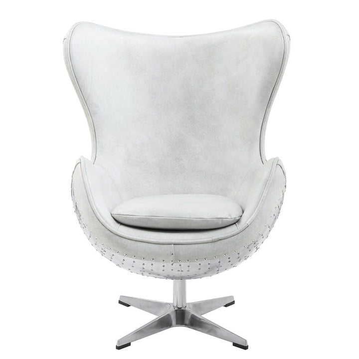 Brancaster - Accent Chair With Swivel - Vintage White Top Grain Leather & Aluminum