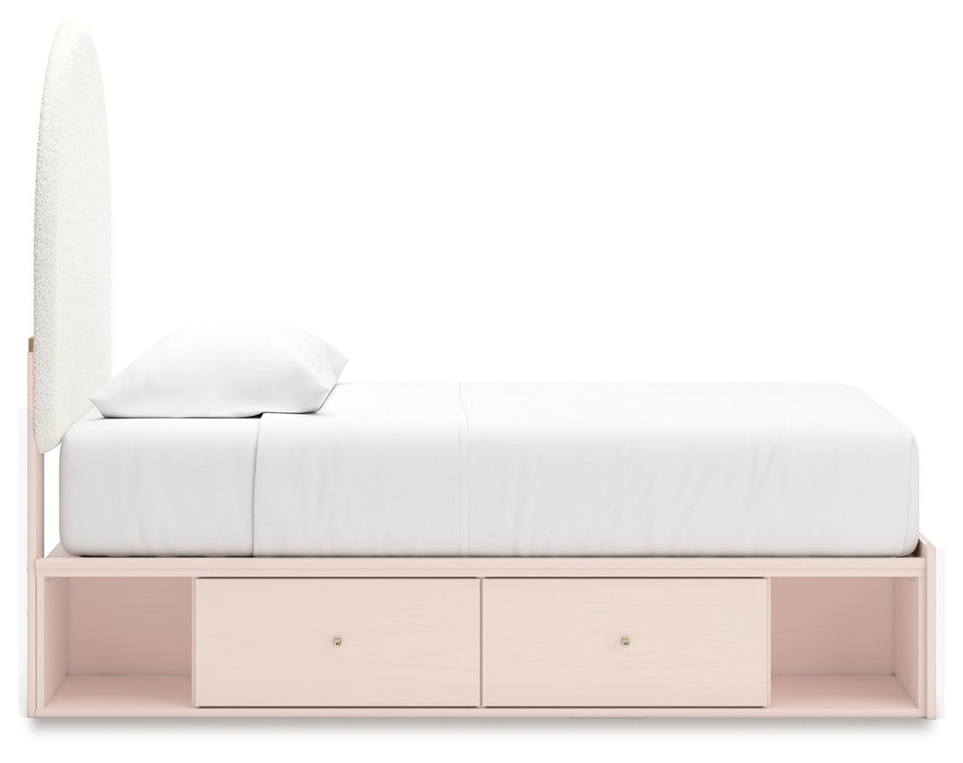 Wistenpine - Twin Upholstered Panel Bed With Under Bed Storage - Blush by Ashley Furniture product image