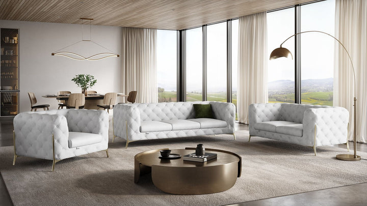 DivanItalia 970 3-Piece Sofa Set in Top-Grain Italian Leather - White