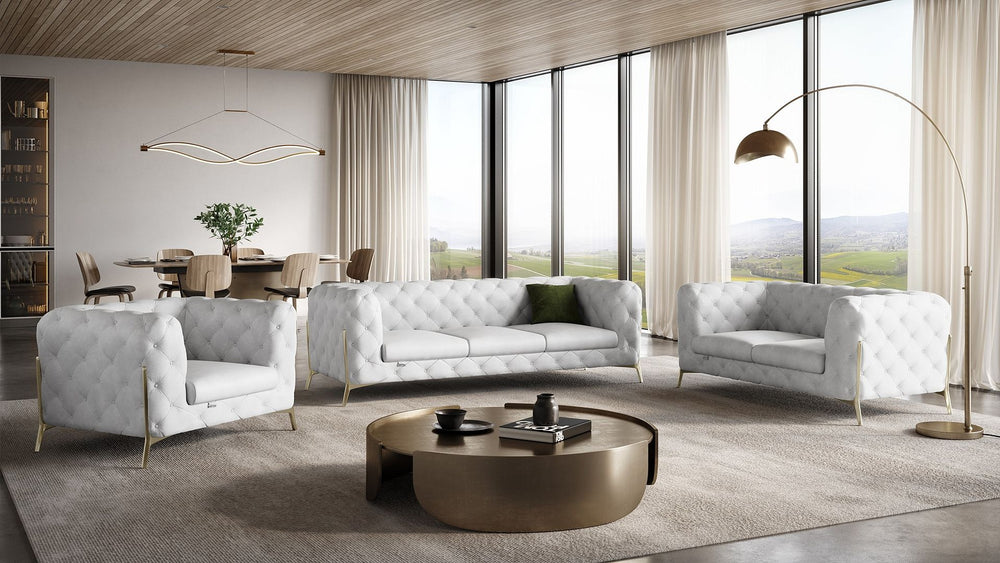 DivanItalia 970 3-Piece Sofa Set in Top-Grain Italian Leather - White