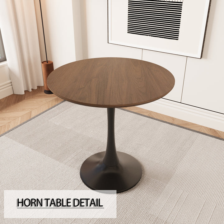 Mid-Century Modern 3-Piece Round Tulip Dining Table Set in Walnut &amp; Beige