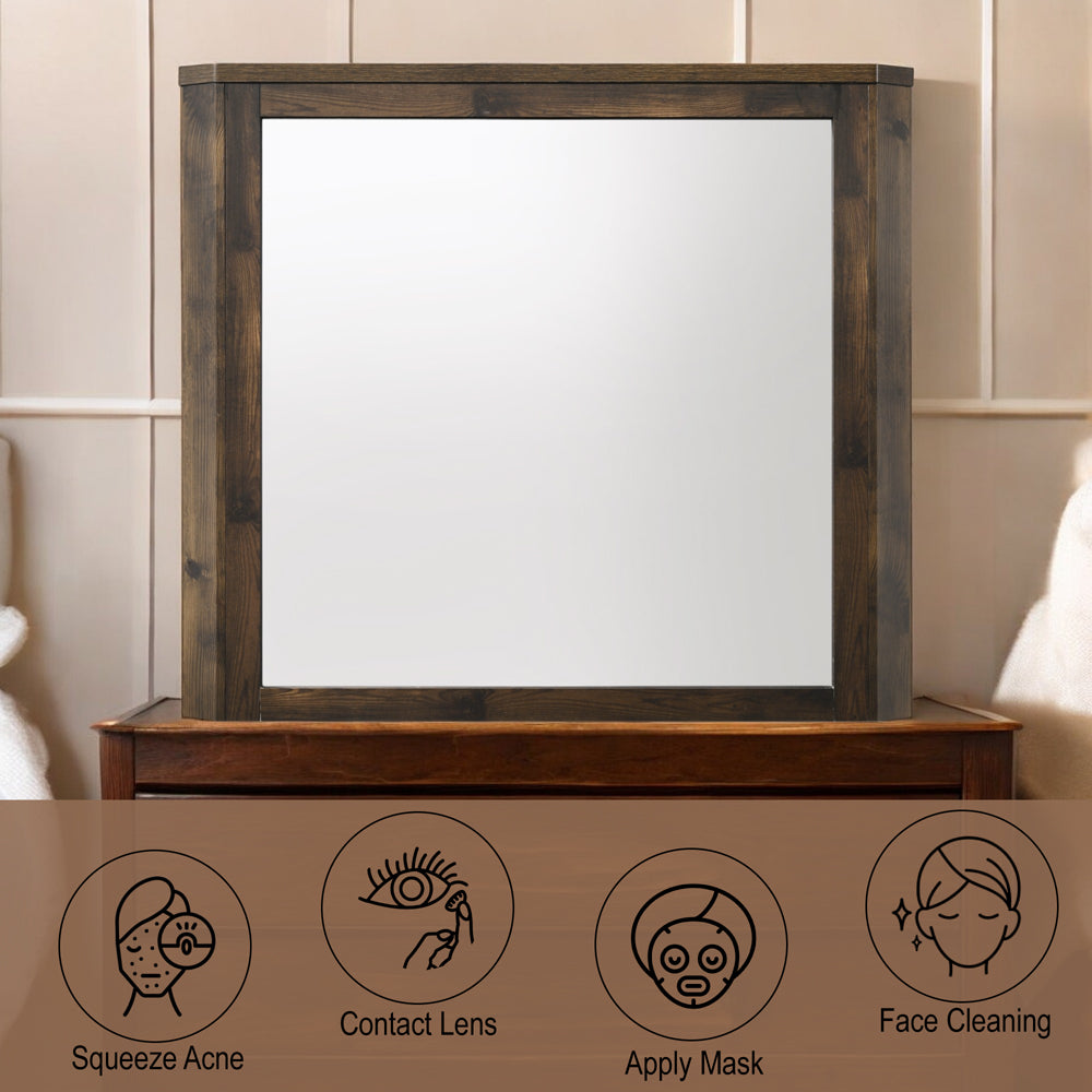 Elettra Mirror in Rustic Walnut - features